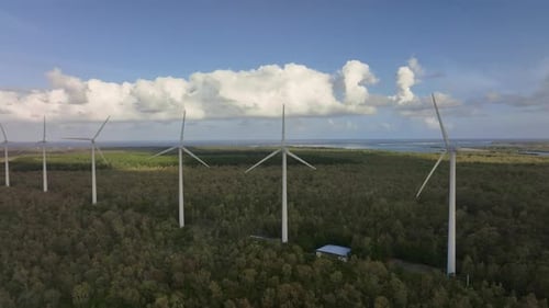Wind Turbines Generate Energy On The Island