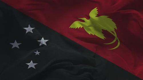 Bandera de Papúa Nueva Guinea. Animación de tela en cámara lenta, renderizado 3D