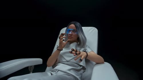 Focused Gamer Haptic Gloves Hands Enjoying 3d Atmosphere Closeup. Impressed Player Using Augmente...