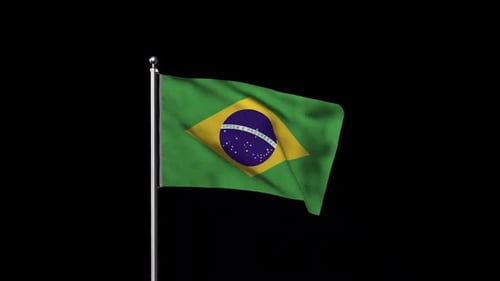 Waving Brazil National Flag Animation