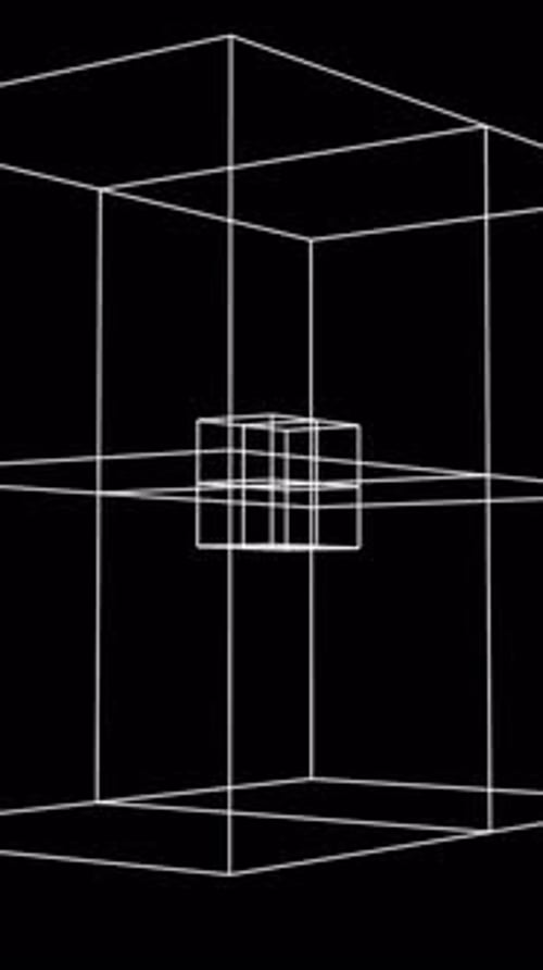 Abstract Geometric Wireframe Cube Grid Expansion Animation