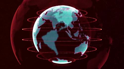 Linhas de conexão 3D ao redor do globo terrestre Movimento do fluxo de dados