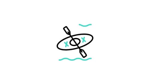 Animated Minimalist Kayak Icon with Paddles on Water