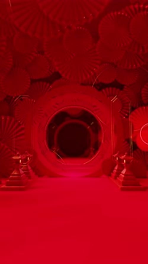 Through The Festive Paper Fan Tunnel 03 4K