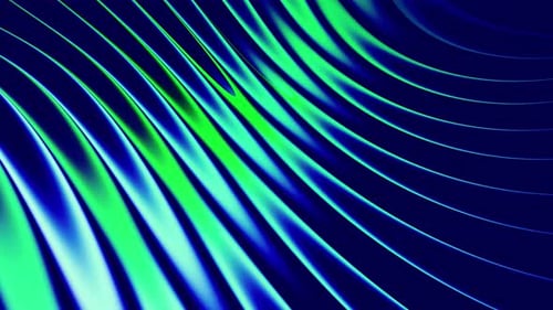 Abstract blue and green wavy lines moving background