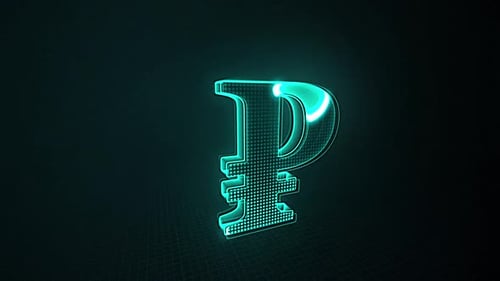 Neon Ruble Currency Symbol Reveal Animation
