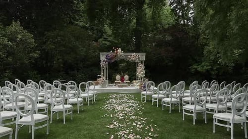 Elegant Wedding Setup in Beautiful Garden Setting