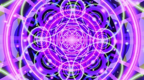 Vibrant Abstract Geometric Neon Tunnel Loop Background