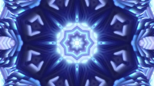 Abstract Blue Glowing Kaleidoscope Hypnotic Loop Background
