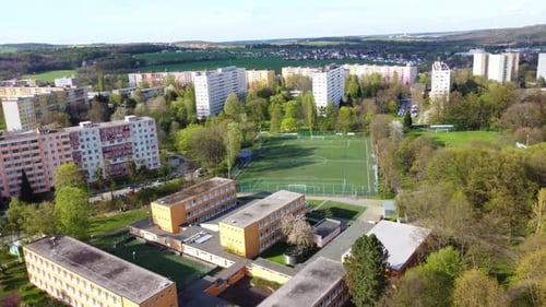 FC Baník Ostrava - Football Club - Ostrava, Czech Republic - Drone Flying Forward