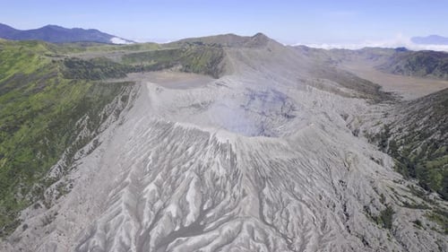 View of Mount Batok and mount Bromo, active Volcano seen from a height at Bromo Tengger Semeru Natio