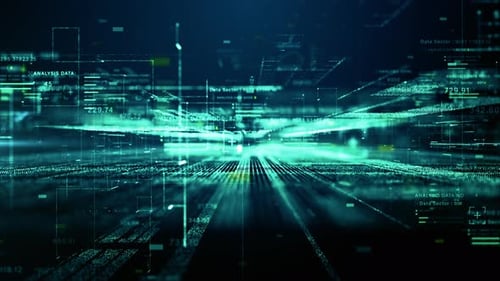 Futuristic Digital Data Stream Cyberspace Background Loop