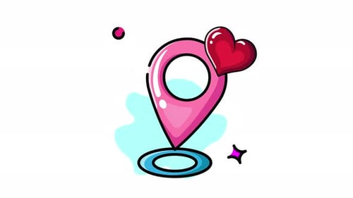 Animated Love Location Finder: A Pink Heart Map Pin Icon