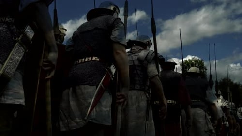 Ancient Roman Army Trooping to Battle in Daylight