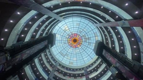 Grand hotel mosaic ceiling and multiple floors in Dhaka, Bangladesh. A stunning display of intricate