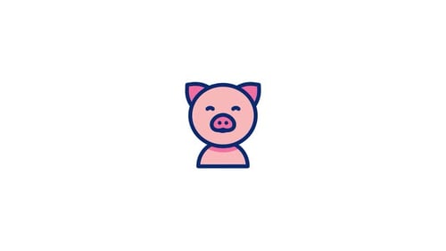 Flat Design Animated Pig Icon
