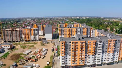 New district in the city. Contemporary buildings for residential purpose