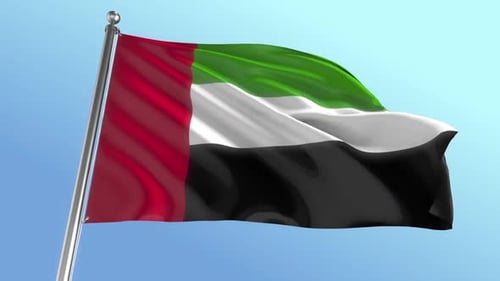 United Arab Emirates Flag Waving Seamlessly on Flagpole