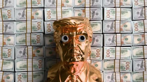 Golden Bust with Googly Eyes and Money Stacks Animation