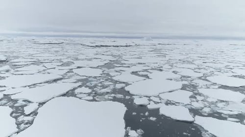 Aerial Flight Over Antarctica Ice Frozen Ocean
