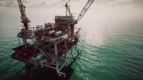 Old Oil Rig in the Middle of the Ocean