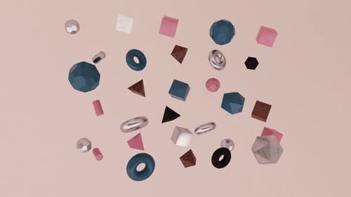 Abstract 3D Geometric Shapes Floating Animation