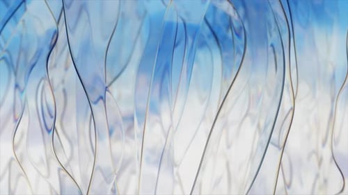 Elegant Transparent Blue and White Wavy Lines Create a Mesmerizing and Abstract Pattern Moving