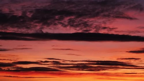 Time Lapse Red Sunset with Beautiful Clouds Passage Fly Sky Sun Background