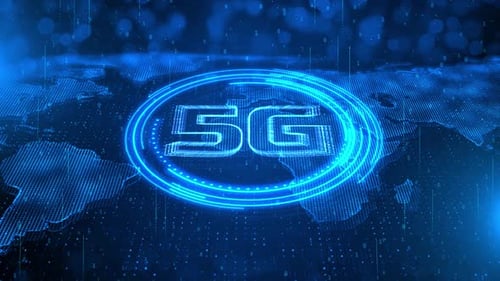 Glowing 5G Technology Over Digital World Map