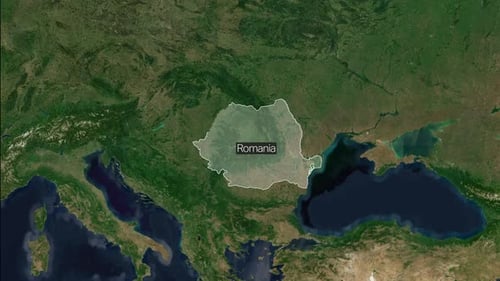 Satellite Map Zoom to Highlight Romania