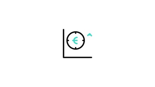 Flat Design Financial Growth Chart Animation with Euro Symbol