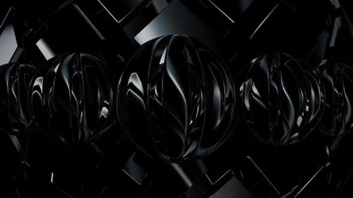 Abstract Dark Glossy Spheres Seamless Loop Background
