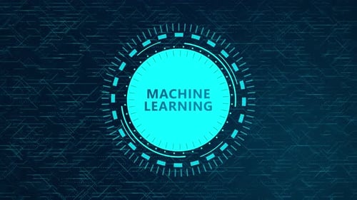 4K Futuristic Machine Learning Concept with Rotating HUD Elements and Circuitry Design