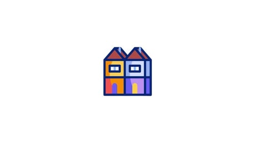 Animated Geometric Duplex House Icon Pop-up
