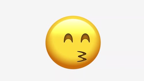 Animated Kissing Emoji Face with Heart Reveal