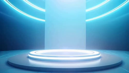 Futuristic Neon Podium Stage Presentation Background Loop