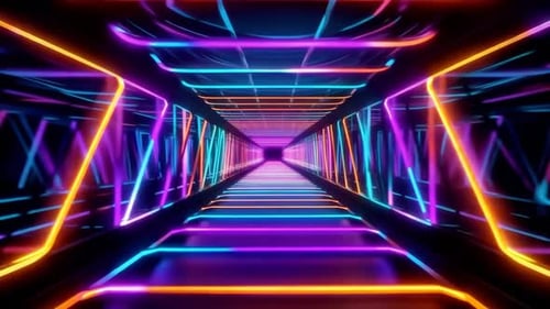 Cyberpunk Synthwave Neon Light Tunnel Animation