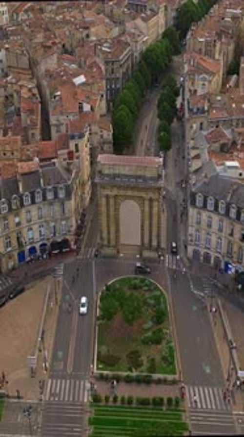 Traffic Establishing Aerial View Shot of Bordeaux World Capital of Wine France A Beautiful City on