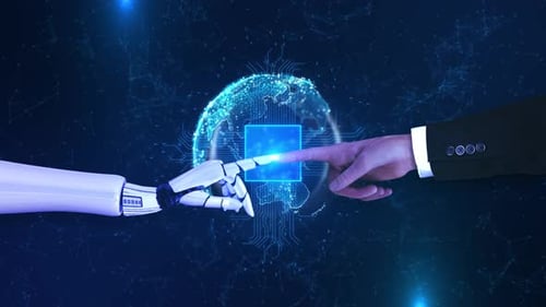 Human and Robot Hand Connect on Digital Earth with CPU