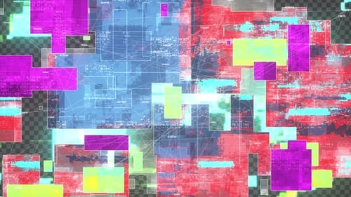 Abstract Glitch Data Overlay with Digital Noise Effect