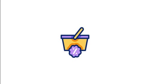 Animated Shopping Basket Discount Icon for E-commerce