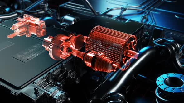 Animated 3D Model of Electric Vehicle Chassis and Powertrain ...