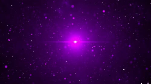 Animated Purple Glitter Particles in Abstract Space Background