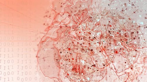 Red Color Network Plexus Earth Animation