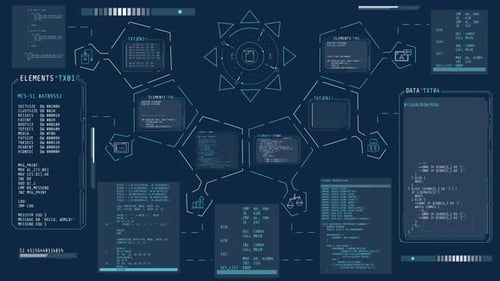 Futuristic HUD Data Interface with Animated Elements