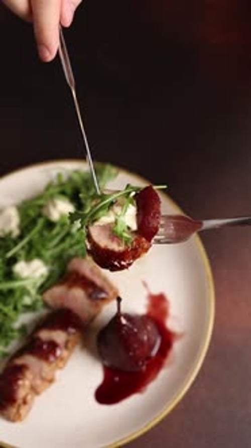 Delicious European food in a restaurant. Close-up