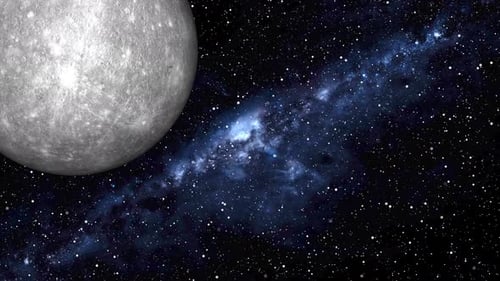 Mercury planet with galaxy milky background