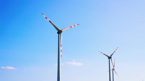 Wind Turbines Spinning on a Sunny Day