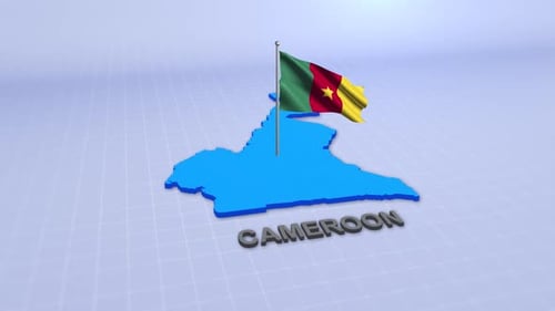 Cameroon 3D Map and Waving Flag Animation