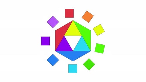 RGB color theory wheel in graphic design 2D onboarding ui animation